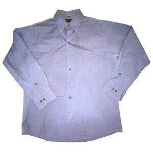 Kenneth Cole Shirt Men 16.5 34/35 Long Sleeve Blue Stripe Button Up